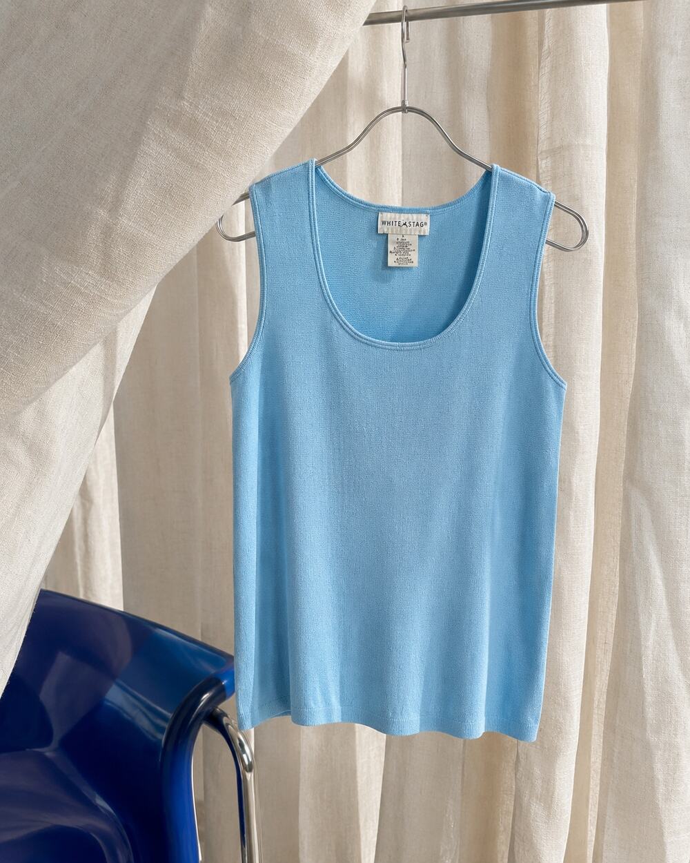White Stag Blue Sleeveless Knit Tank Top Size Large